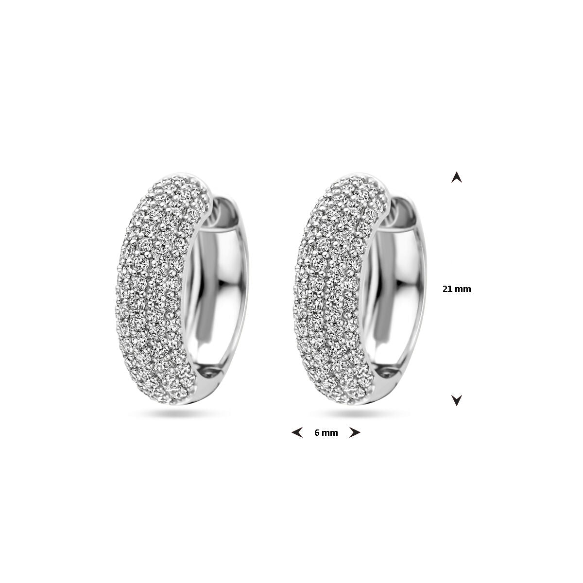 Klappcreolen Zirkonia 21 mm Silber rhodiniert