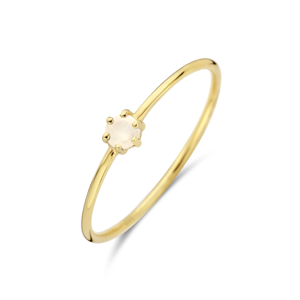 Ring aus 14K Gelbgold mit runder Mondstein-Geburtssteinfassung