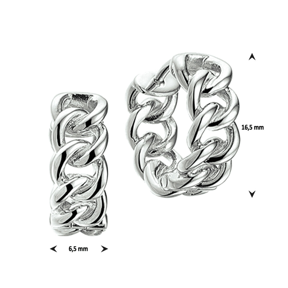 Pop-up-Ohrringe Gourmet 16,5 x 6,5 mm Silber rhodiniert