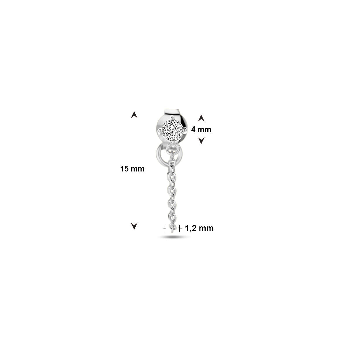 Ohrstecker pro Stück Zirkonia Silber rhodiniert