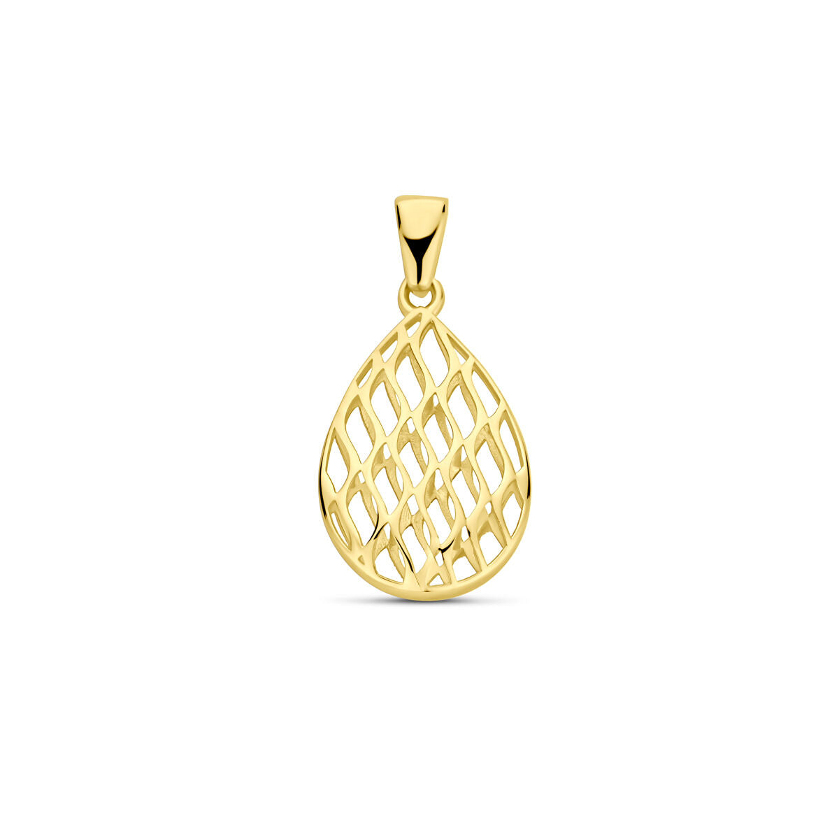 Hänger aus 14k Gelbgold in Tropfenform mit durchbrochener Musterung, 24x12mm