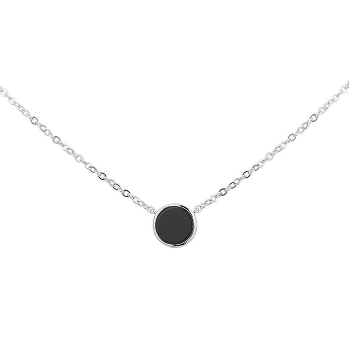 Silberhalskette Damen Onyx rhodiniert