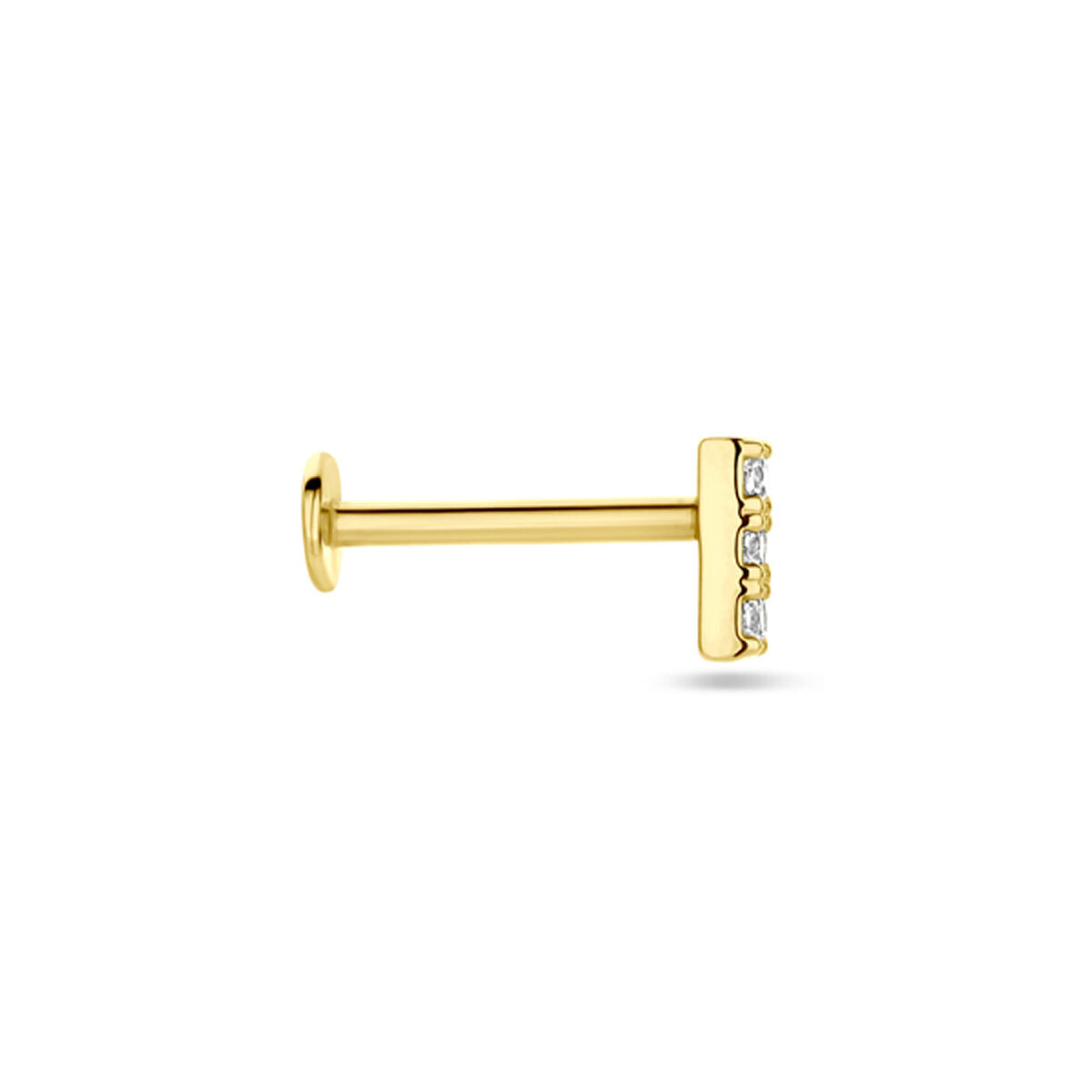 Flatback Piercing Zirkonia 5 mm 14K Gelbgold