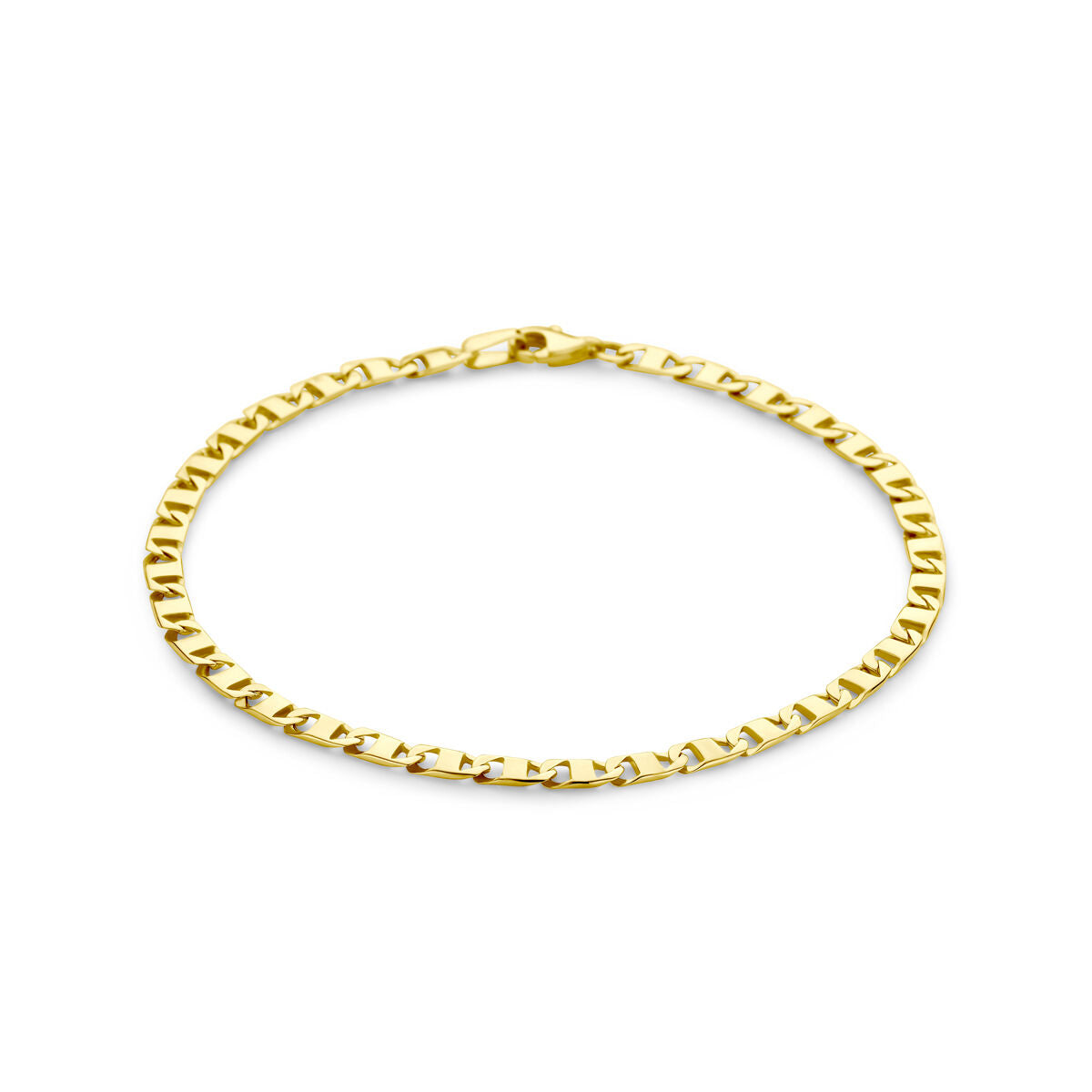 Armband aus 14K Gelbgold mit 3,5 mm breiten Gliedern und Karabinerverschluss