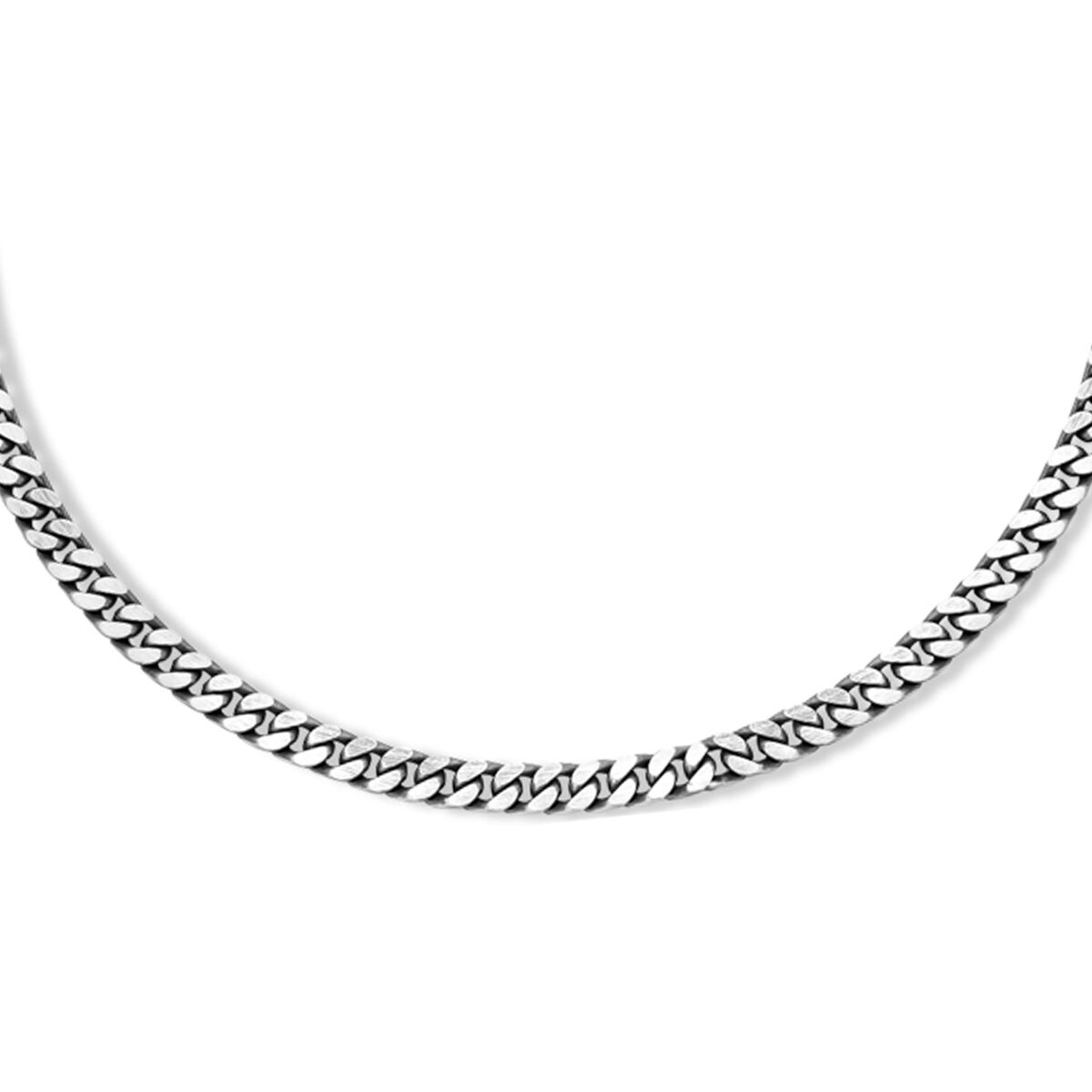 Herren-Kette aus Silber mit 6-seitigem geschliffenem Gourmette-Design, 4,6 mm breit