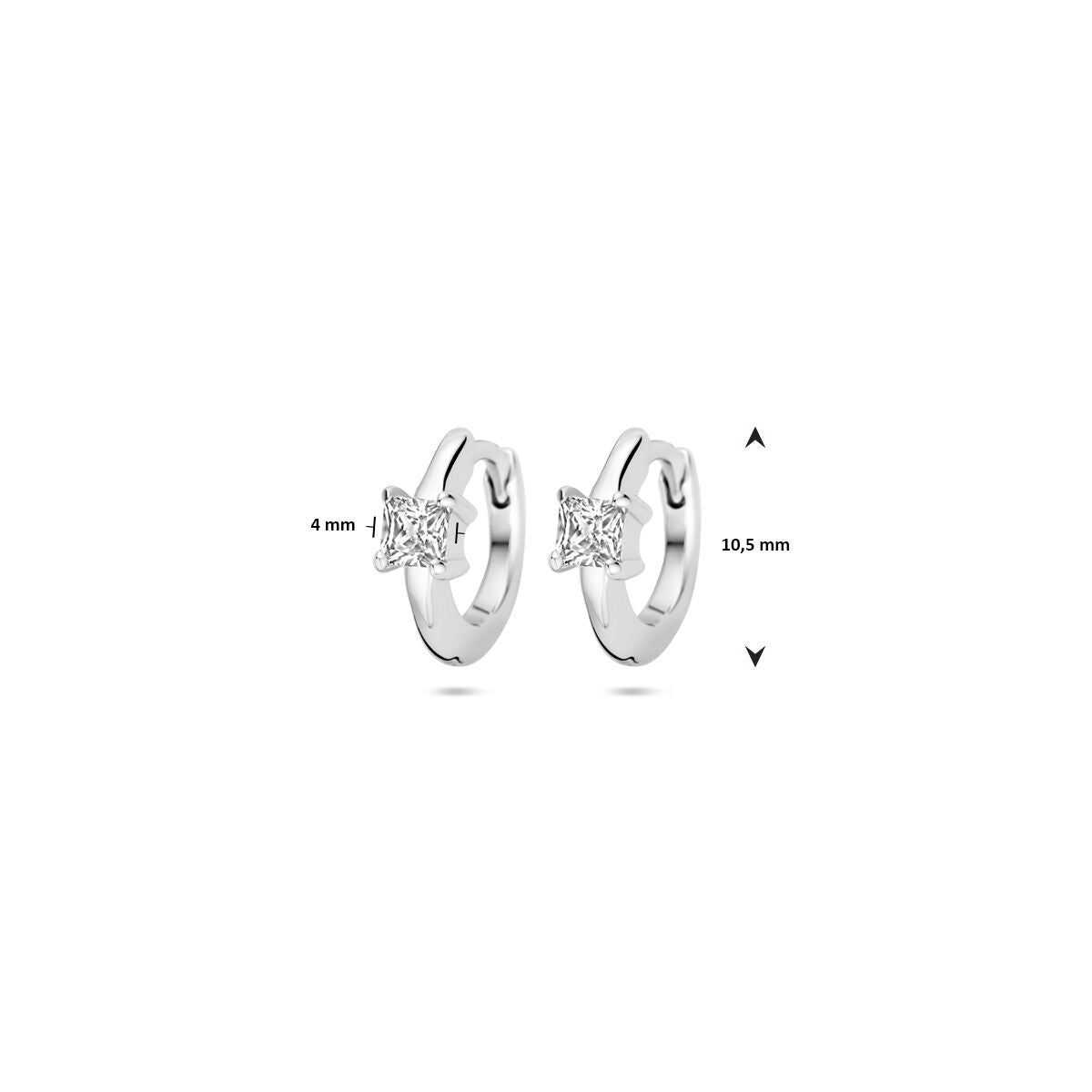 Klappcreolen Zirkonia 10,5 mm Silber rhodiniert
