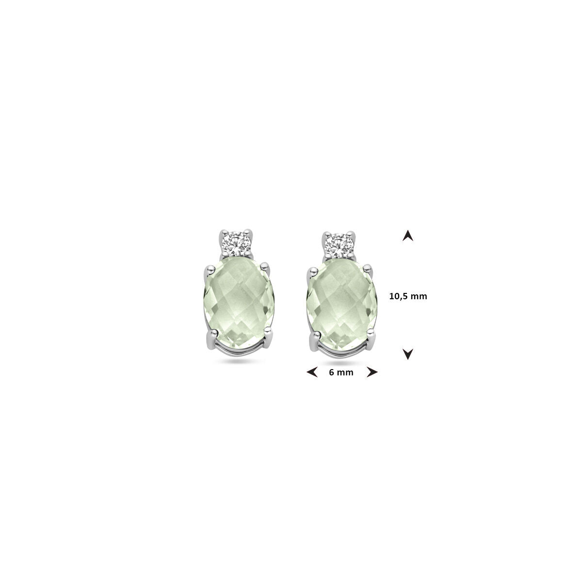 Ohrstecker grün Amethyst Zirkonia 10,5 mm rhodiniertes Silber