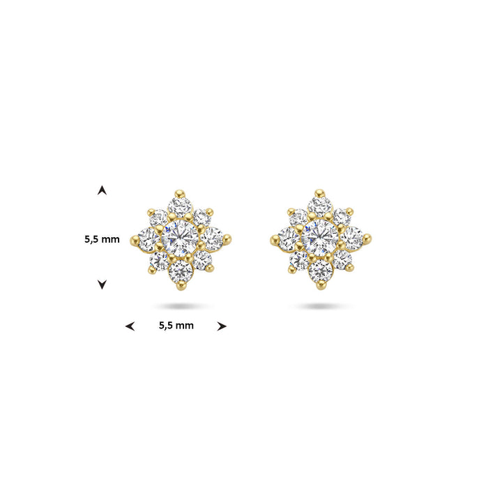 Ohrstecker Zirkonia Rosette 14K Gelbgold