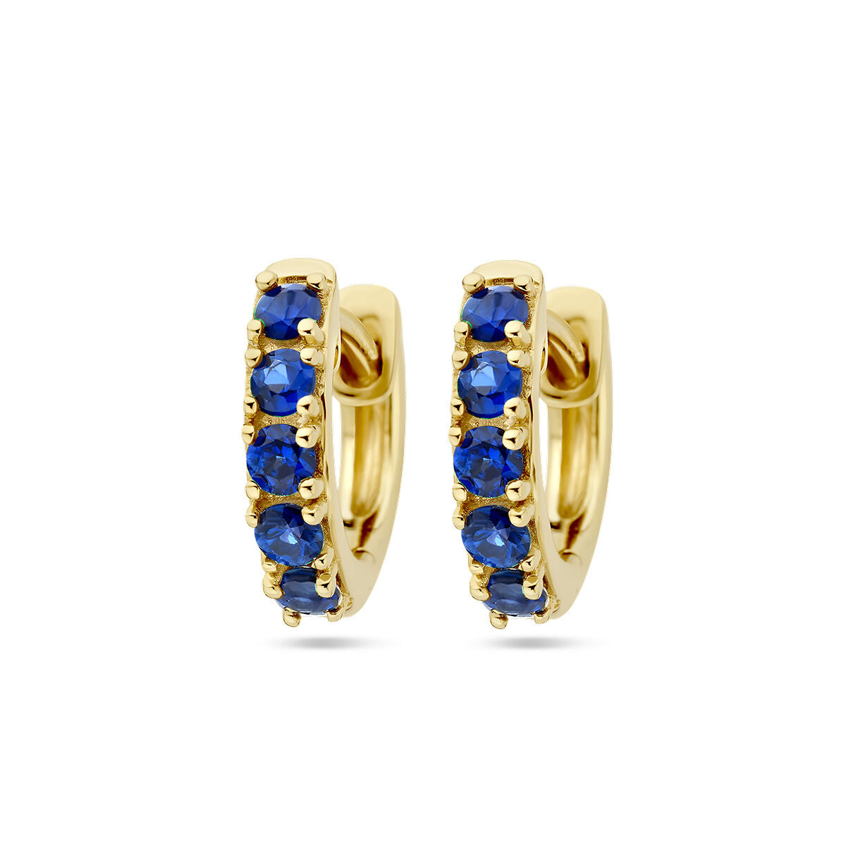 Klapp-Ohrringe aus 14K Gelbgold mit blauen Saphiren