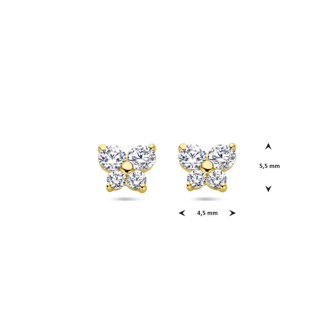 Ohrstecker Schmetterling Zirkonia 14K Gelbgold