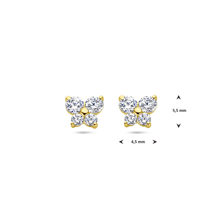 Ohrstecker Schmetterling Zirkonia 14K Gelbgold