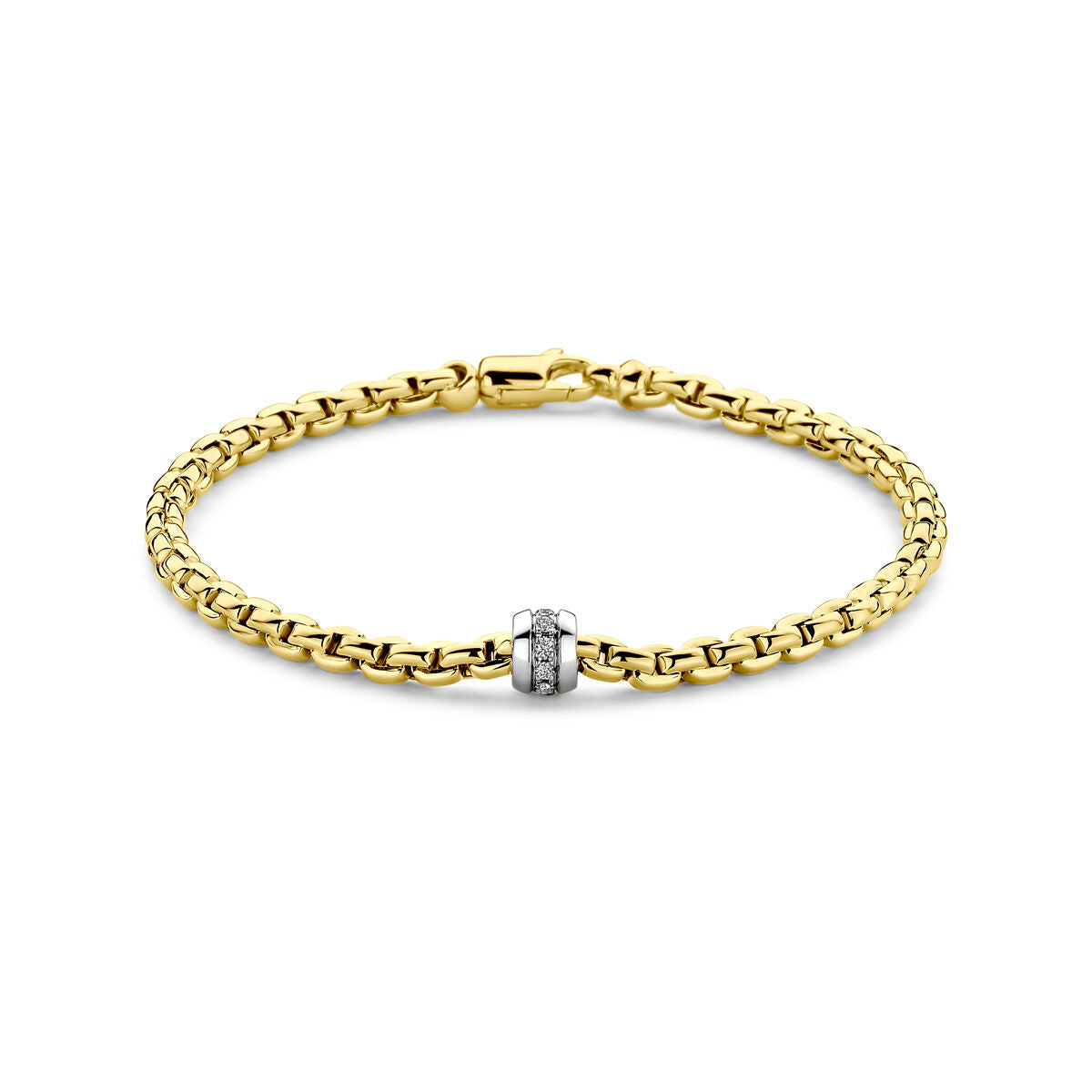 Armband aus 14K Gelbgold mit einem Diamanten von 0,12 ct in der Mitte