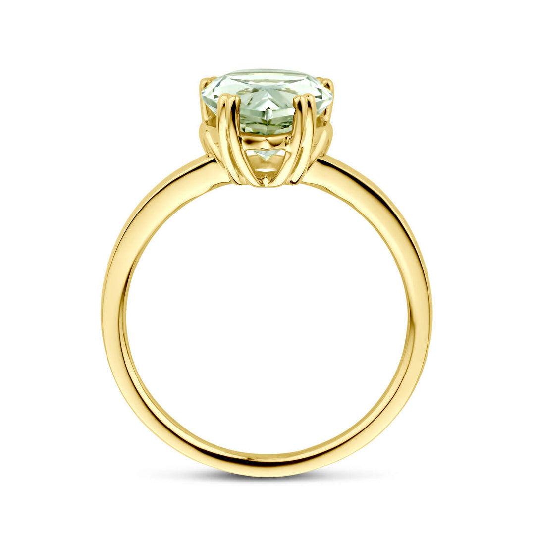 ring groen amethist 14K geelgoud