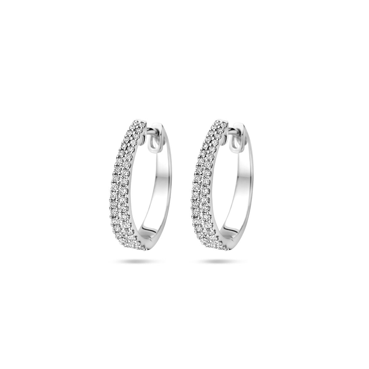 Klapp-Ohrringe aus 14K Weißgold mit Diamanten H SI, 3,5 mm breit, funkelndes Design