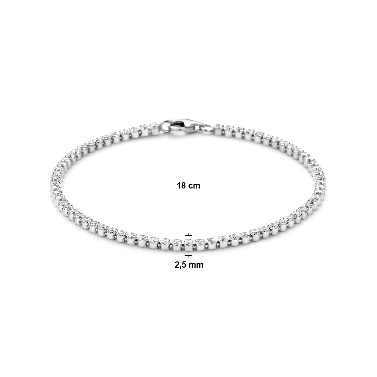 Tennisarmband Zirkonia 2,5 mm Silber rhodiniert