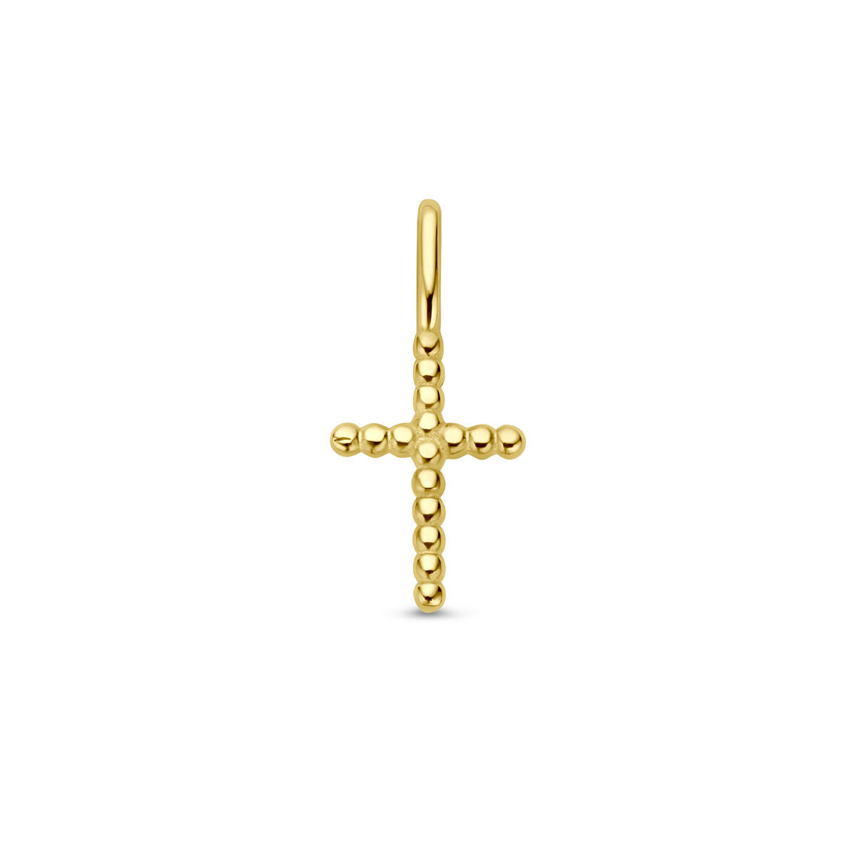 Hänger in Form eines Kreuzes aus 14K Gelbgold mit kleinen Kugeldetails