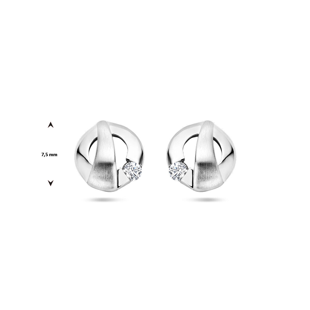 Ohrstecker Zirkonia Poly/Silber matt rhodiniert