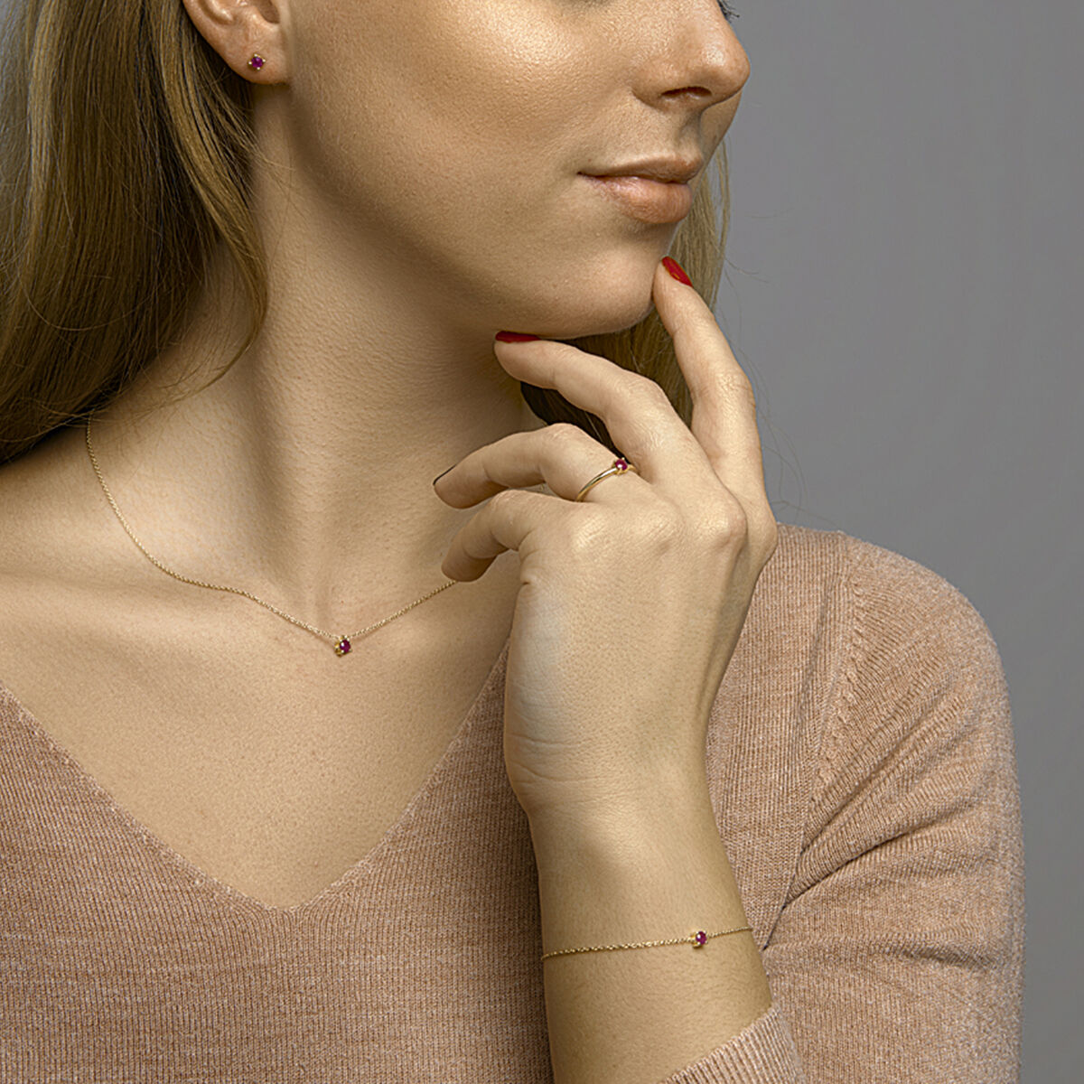Ohrstecker Rubin 14K Gelbgold