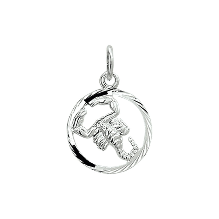 Van der Kooij Collectie hanger sterrenbeeld gediamanteerd zilver wit met rond design, getextureerde rand en klein oogje bovenaan. Deze unisex hanger is elegant en ideaal voor aan je ketting.