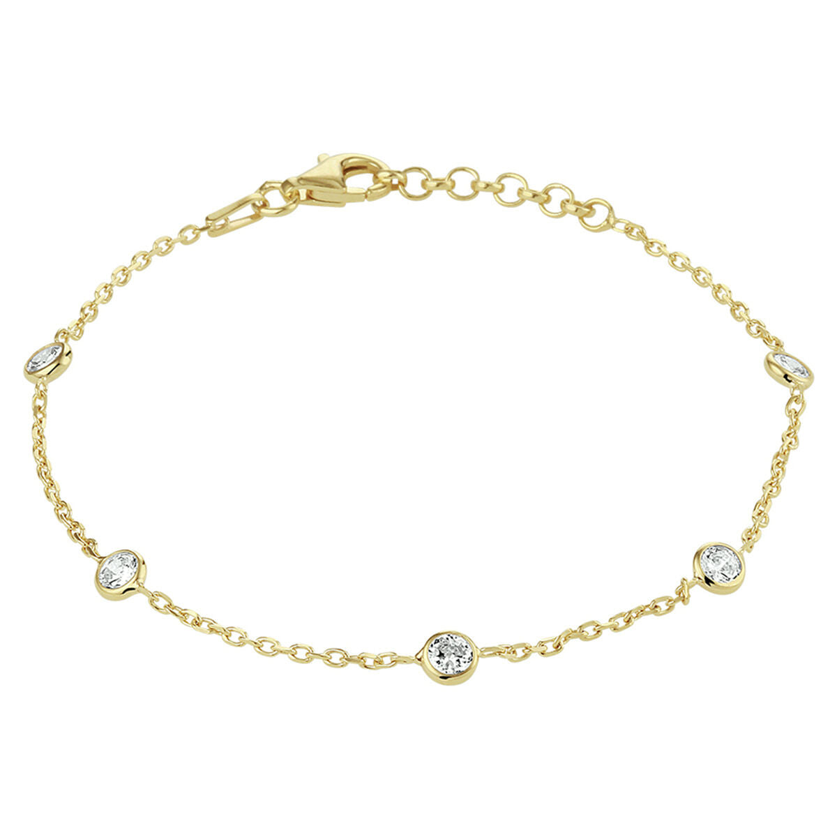 Armband aus vergoldetem Silber mit Zirkonia-Steinen und einer Länge von 17 + 2 cm