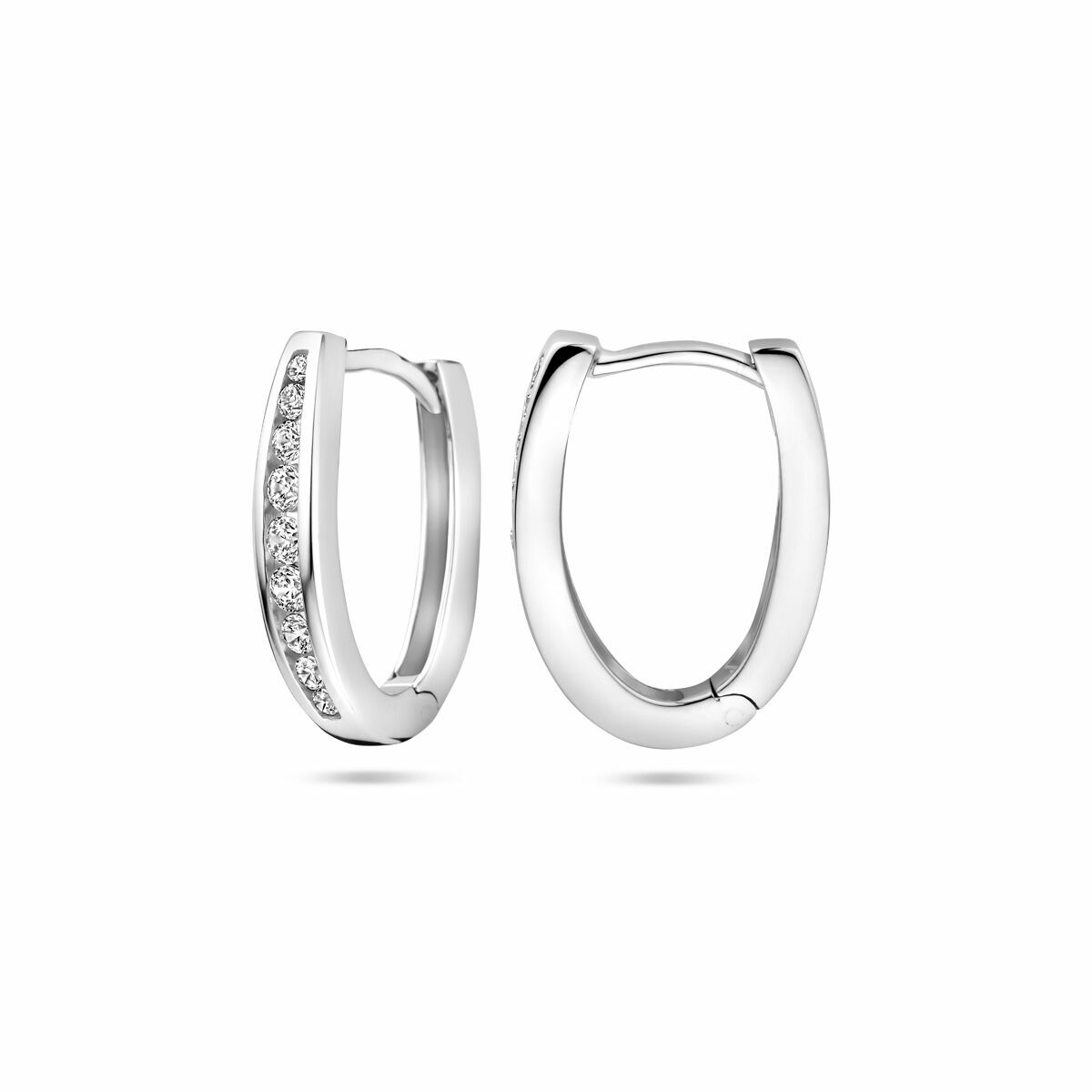 Klappcreolen Zirkonia 16,5 mm rhodiniertes Silber
