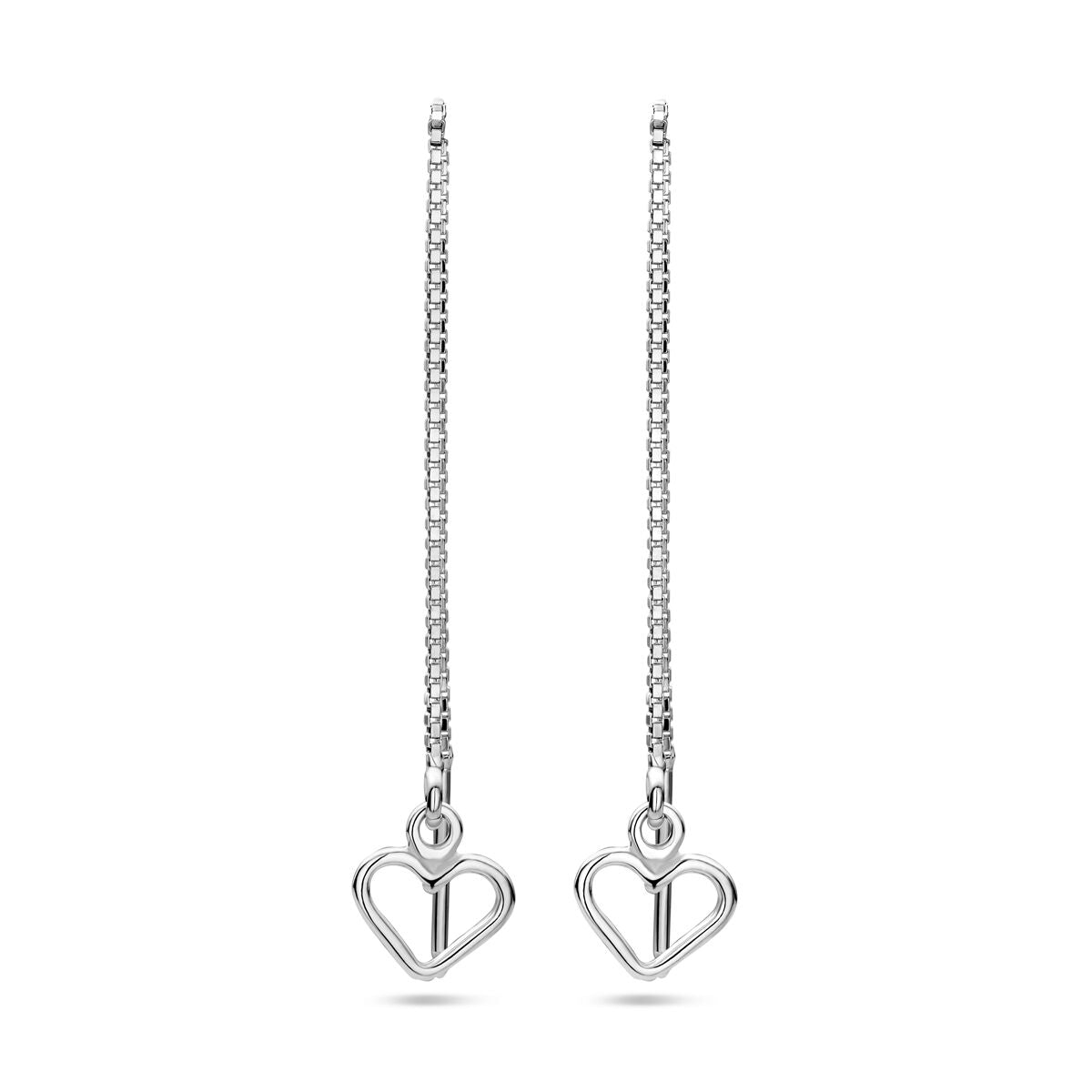 Hängende Ohrstecker aus rhodiniertem Silber mit herzförmigen Anhängern