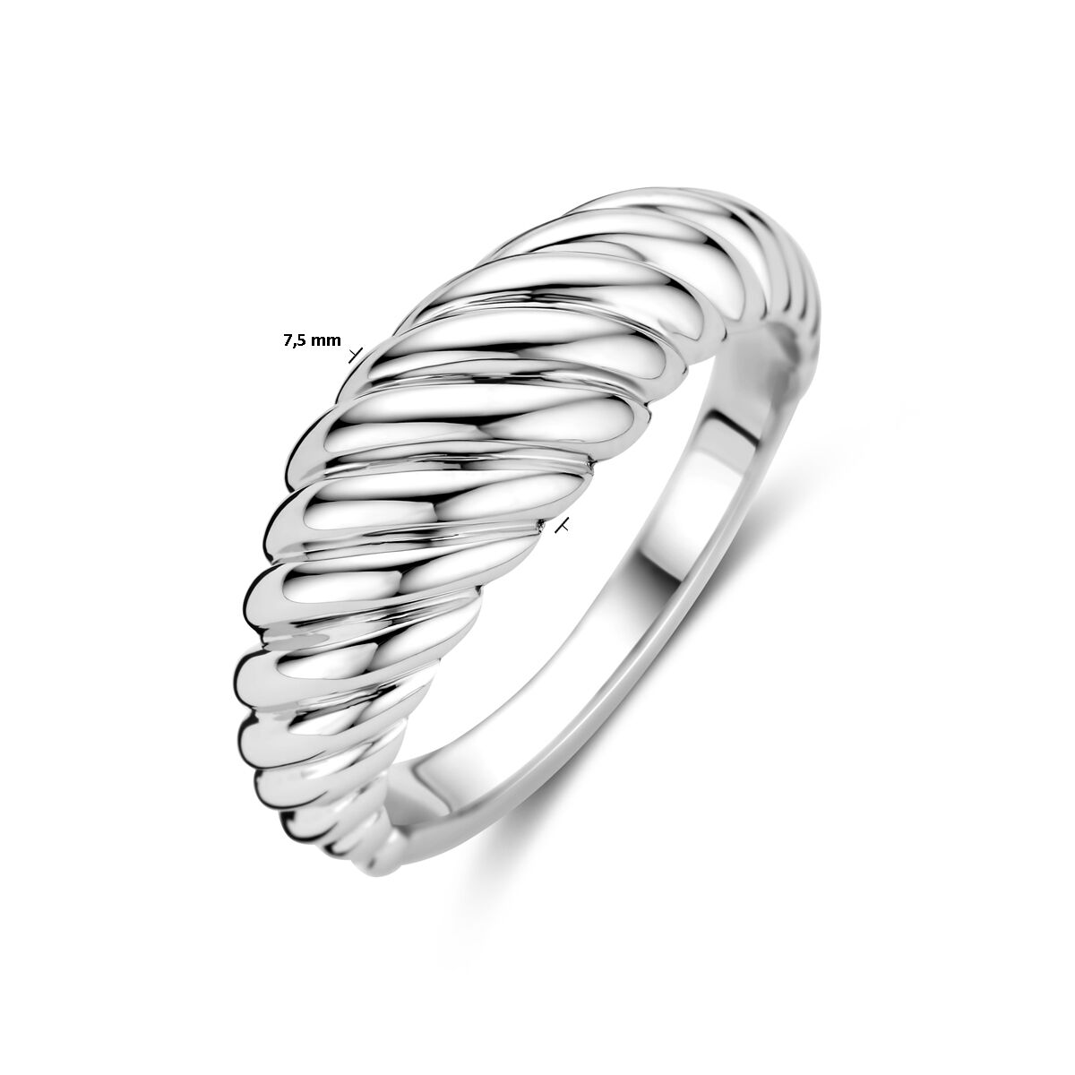 Ring massiv gedreht Silber rhodiniert