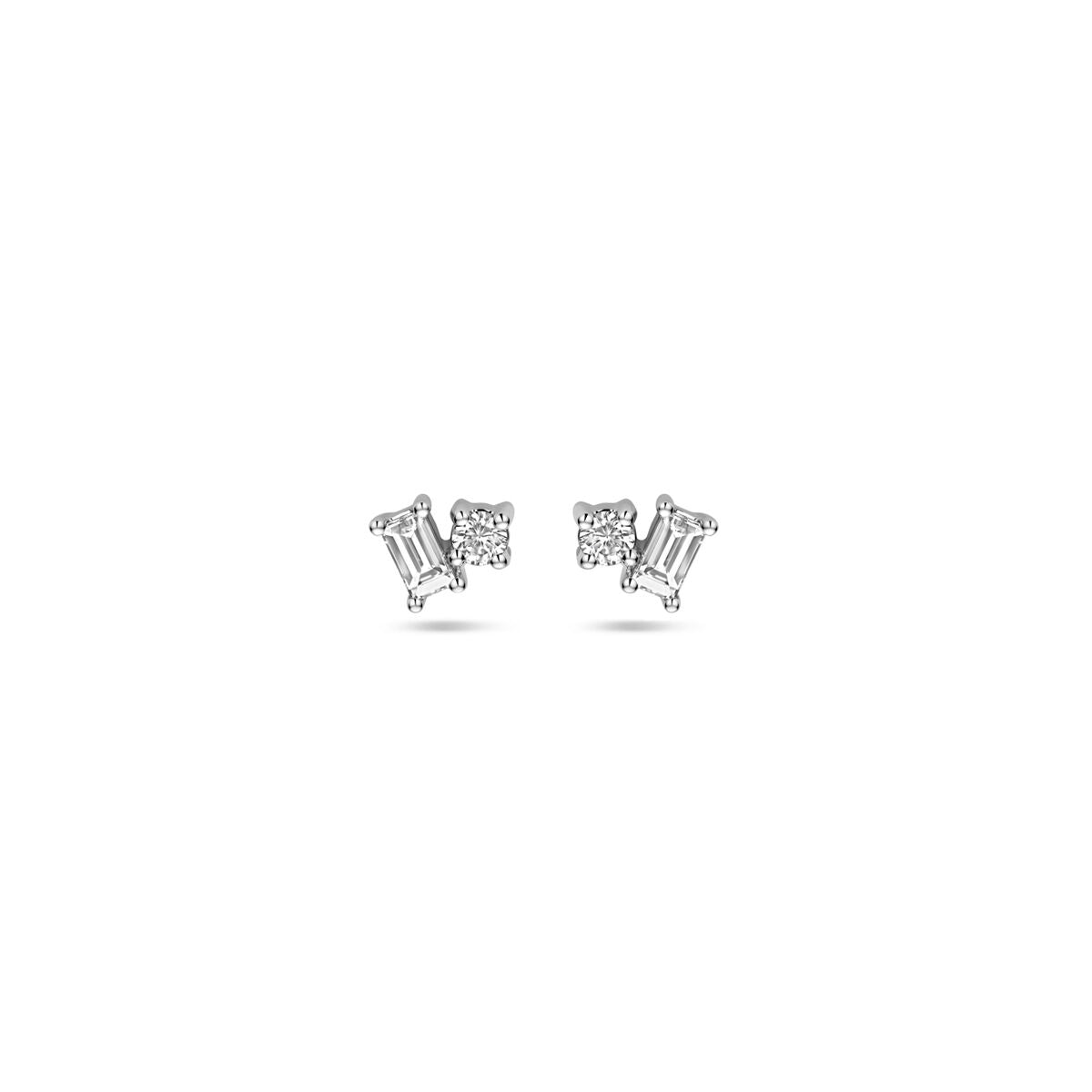 Ohrstecker aus 14K Weißgold mit zwei Diamanten (0,2 ct) in quadratischer Form und 4 mm Größe