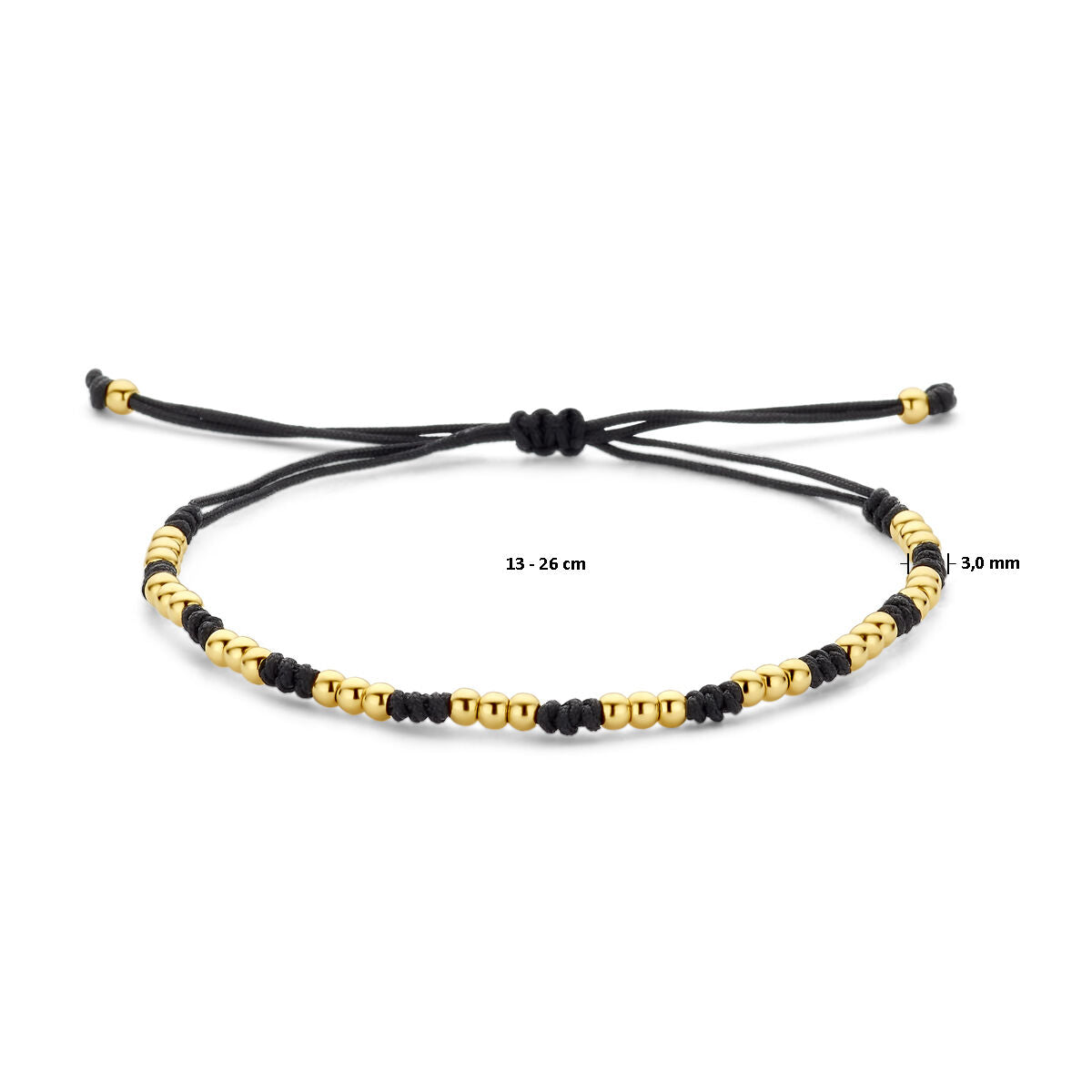 Armband Kugeln 13 - 26 cm 14K Gold mit Gummi/Nylon/Leder