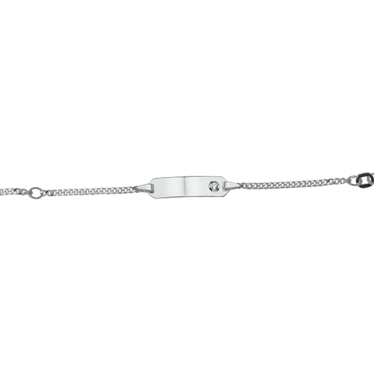 Gravurarmband Zirkonia Plättchen 5 mm 9 - 11 cm Silber rhodiniert