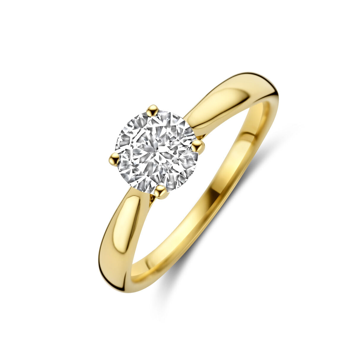 Ring aus 14K Gelbgold mit rundem, lab-grown Diamanten von 1,0 ct
