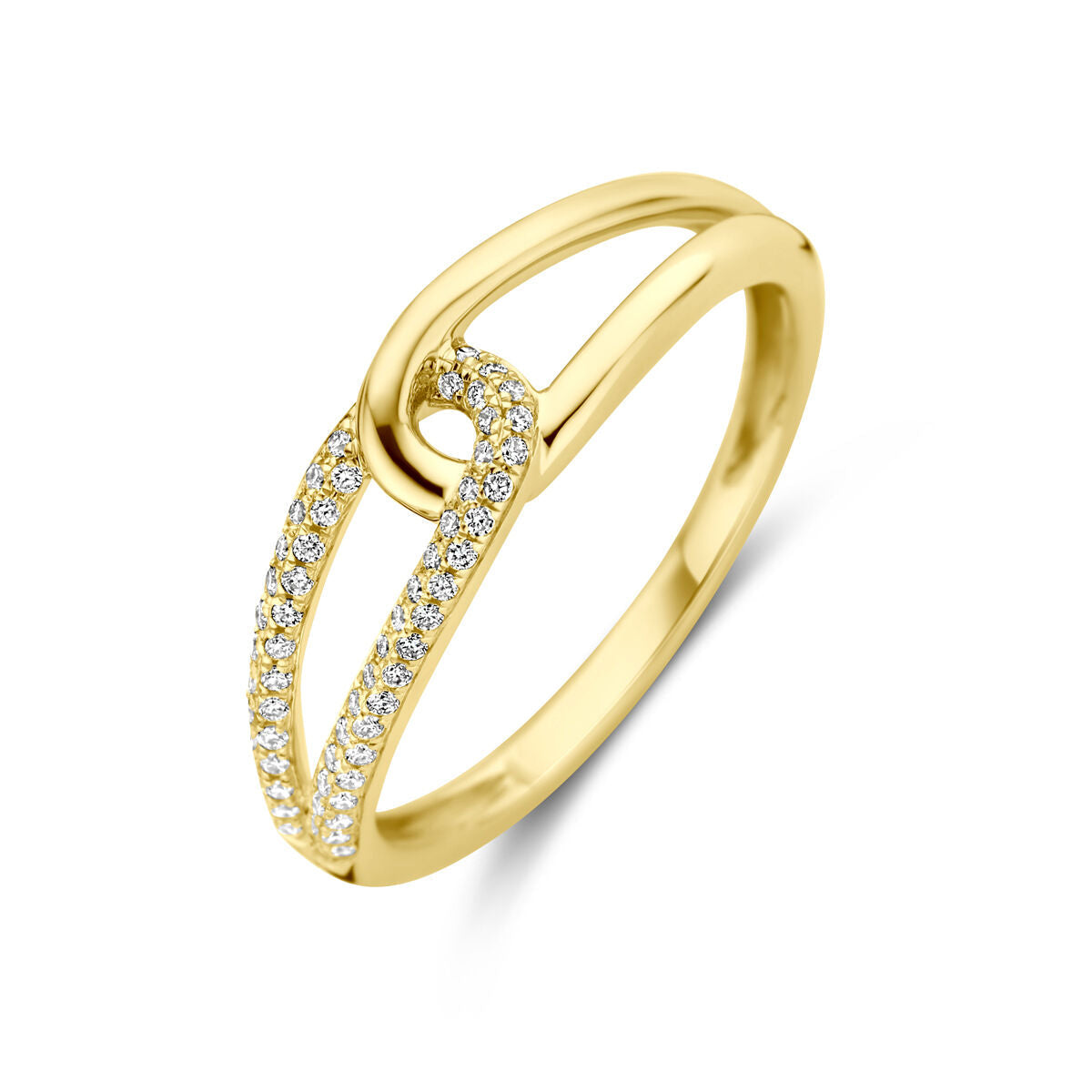 Ring aus 14K Gelbgold mit 0,14 ct Diamanten in einer geschwungenen Form