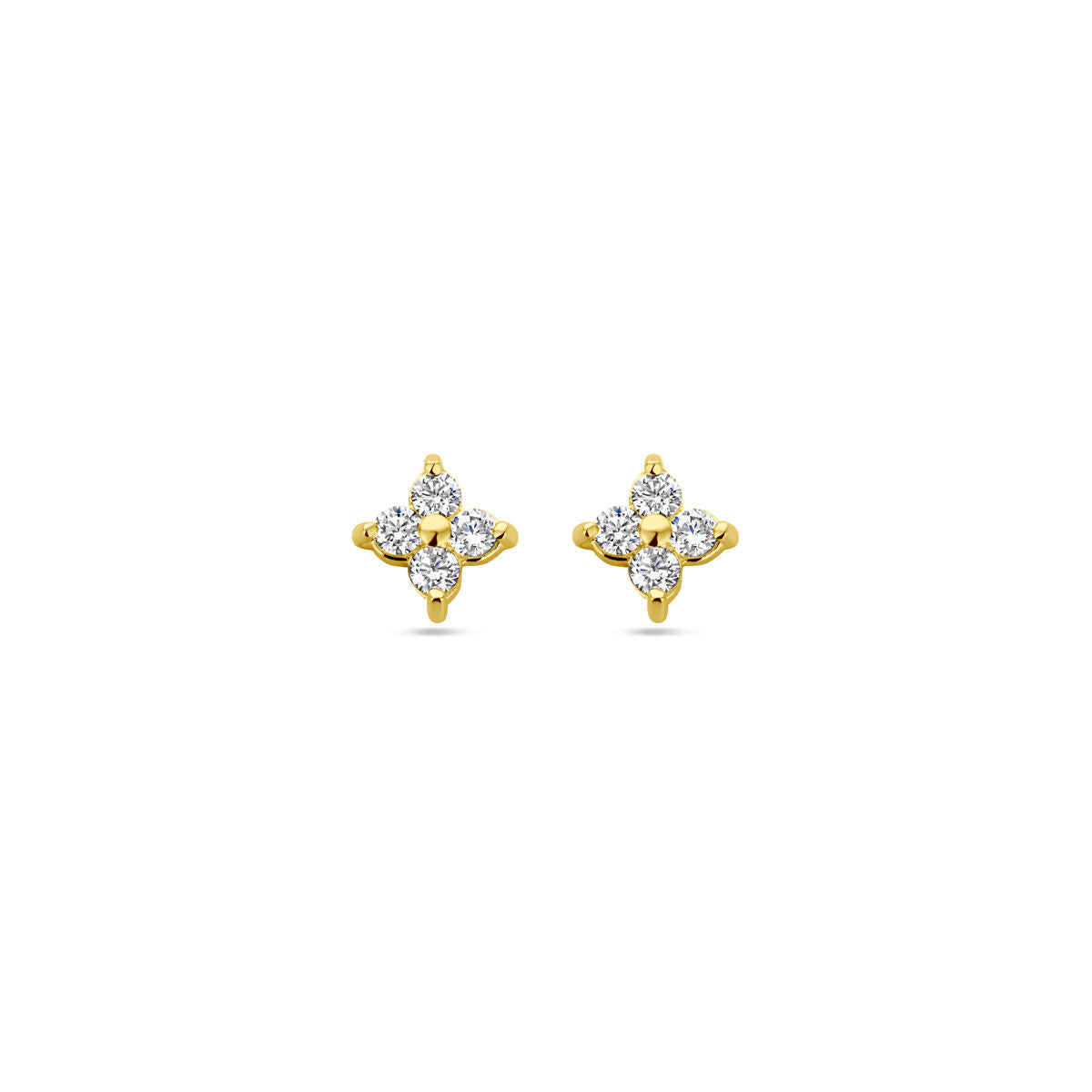 Ohrstecker in Blumenform aus vergoldetem Silber mit Zirkonia-Steinen