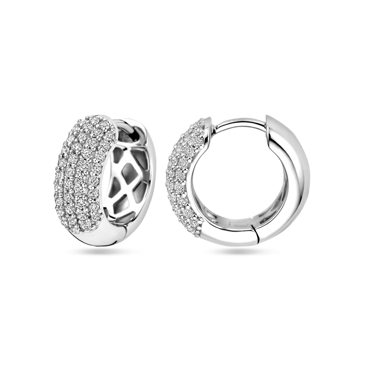 Klappcreolen Zirkonia 16,5 mm Silber rhodiniert