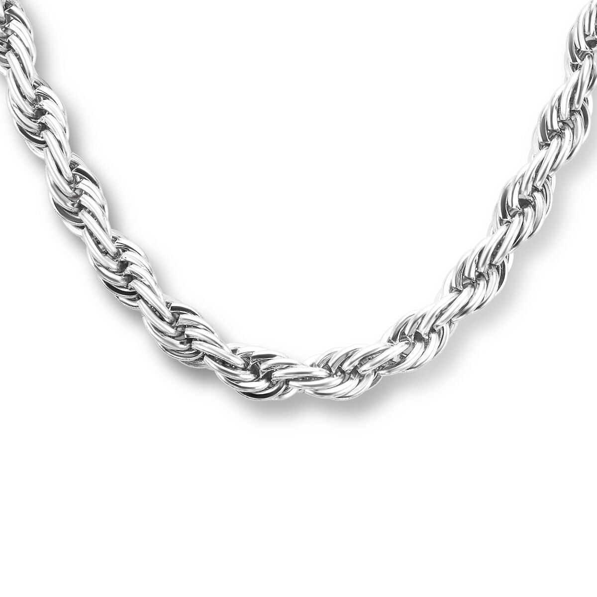 Halskette aus Edelstahl mit 5,7 mm dickem, gedrehtem Design und einer Länge von 43 + 3 cm