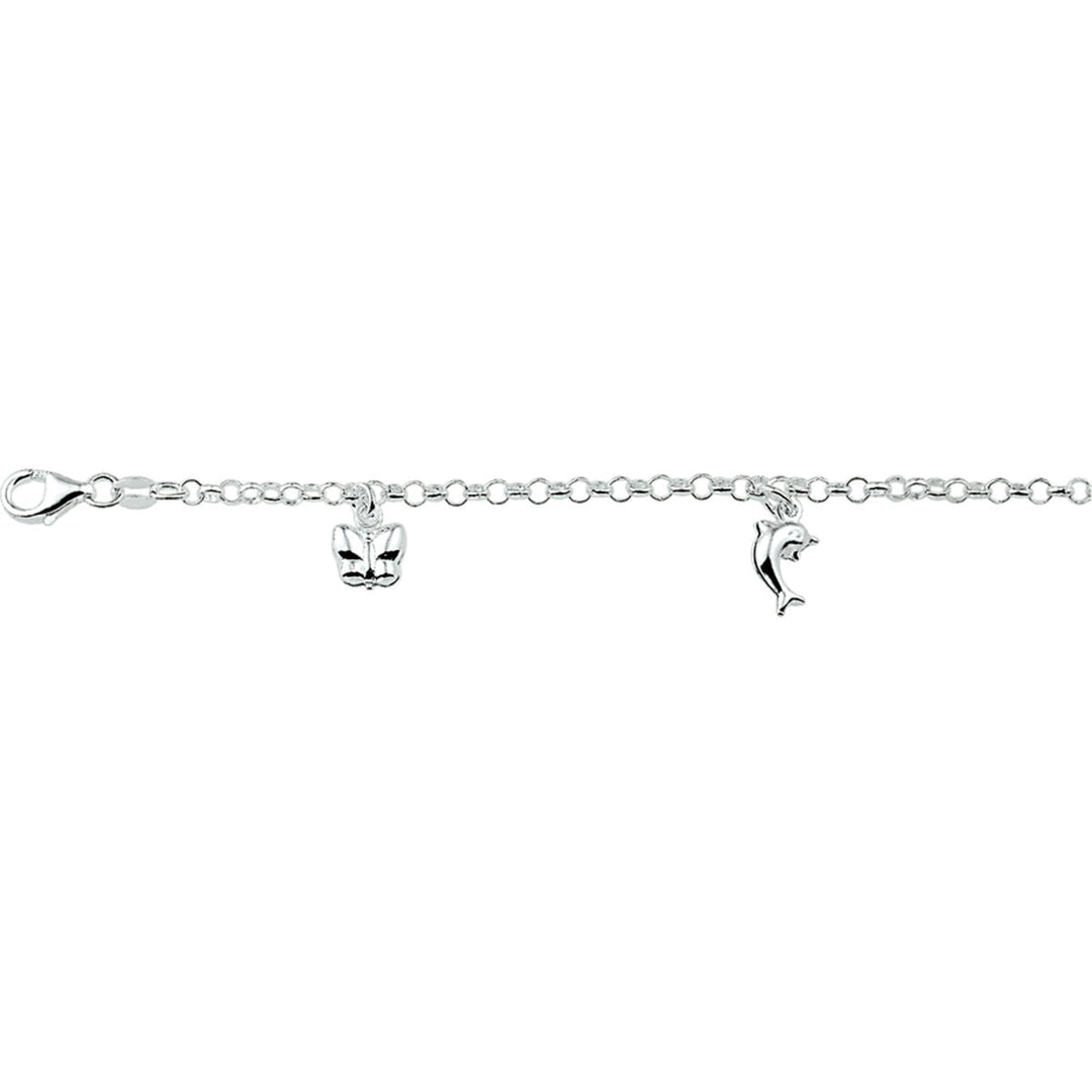 Armband verschiedene Charms 15 cm Silber rhodiniert