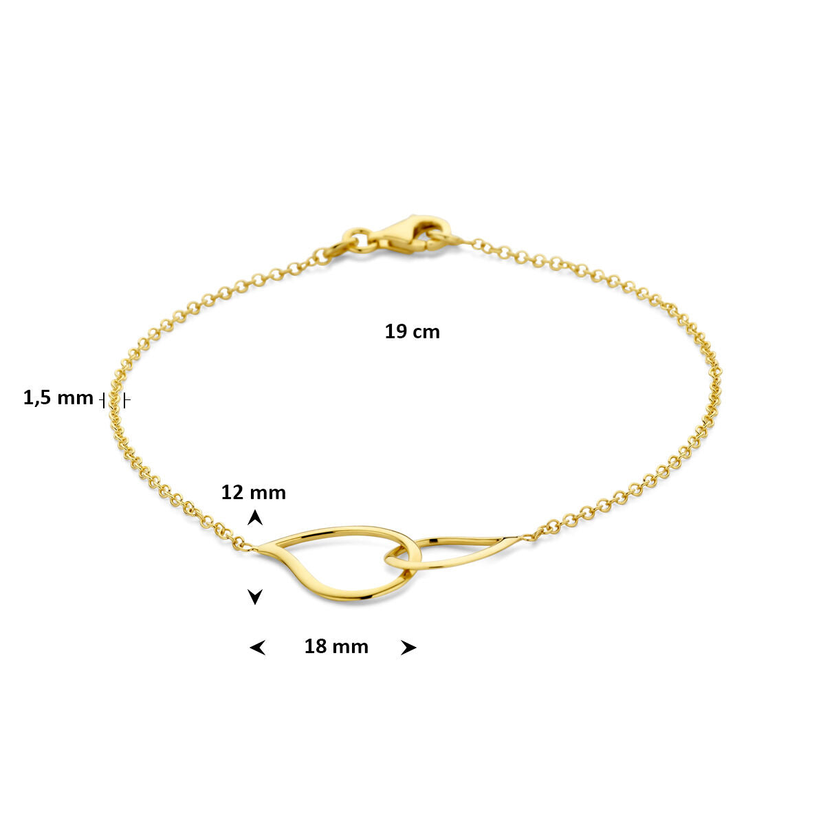 Goldarmband für Damen mit tropfenförmigen Anhängern – 14 Karat Gelbgold