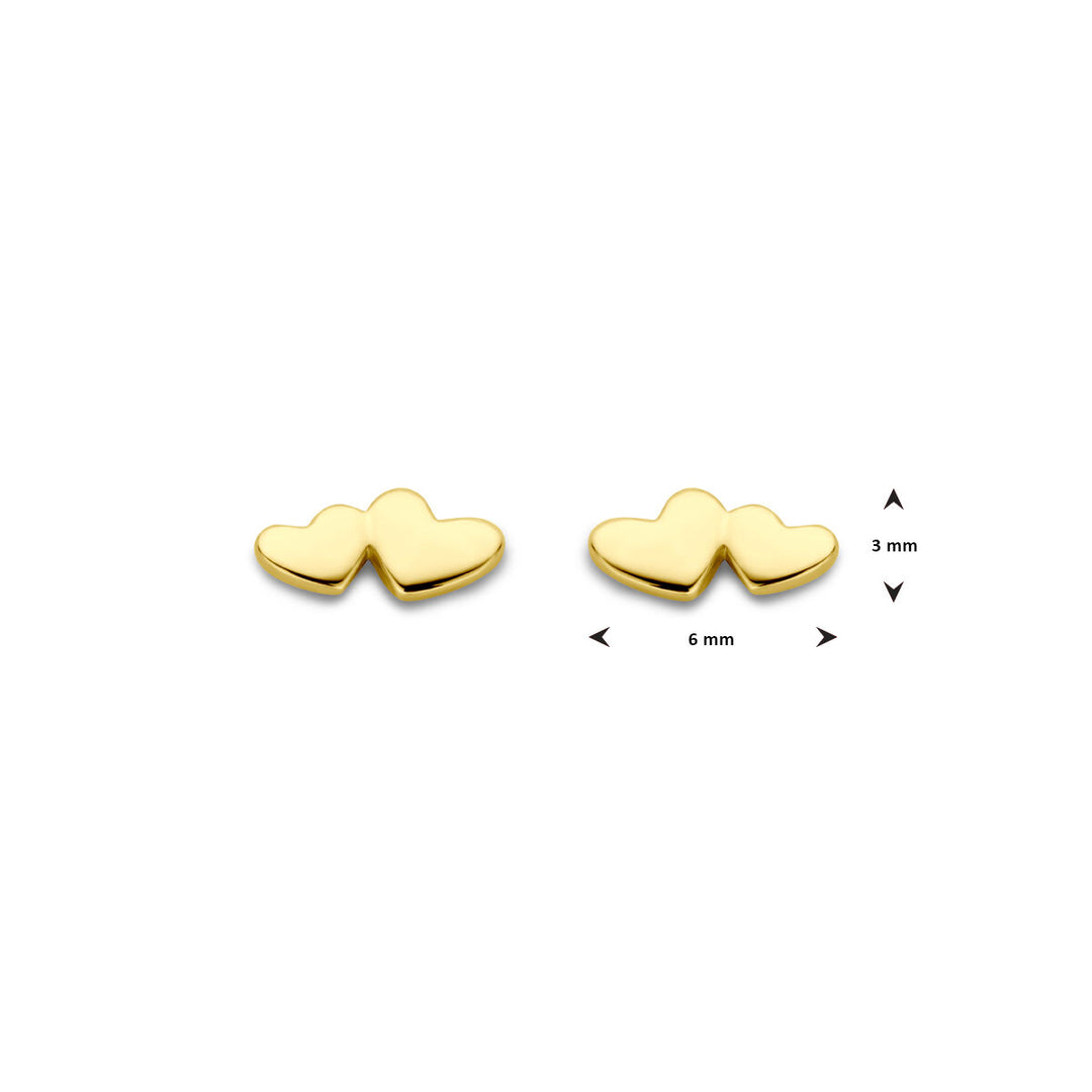 oorknoppen hartjes 3 mm 14K geelgoud