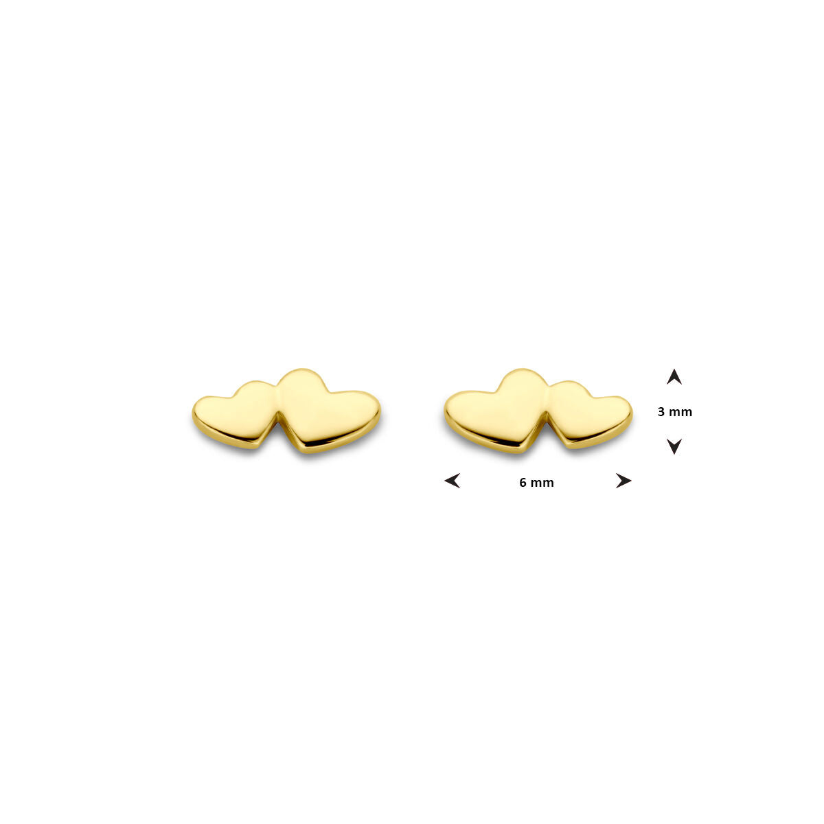 Ohrstecker Herzchen 3 mm 14K Gelbgold