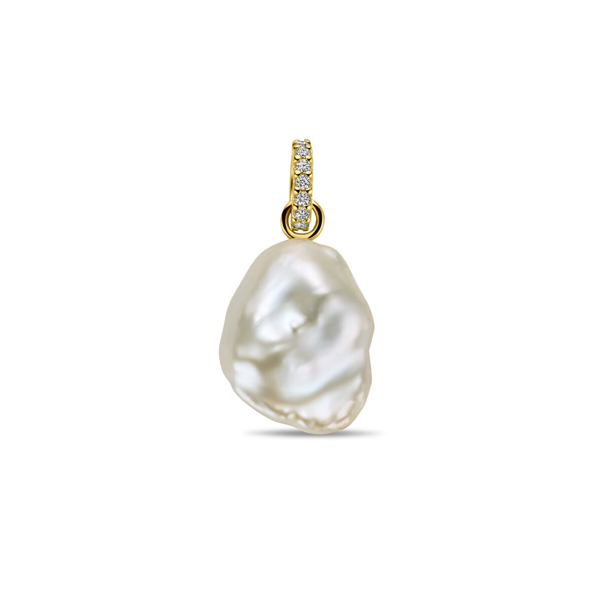 Hänger aus 14K Gelbgold mit einer unregelmäßigen Perle und einem Diamanten von 0,04 ct H SI