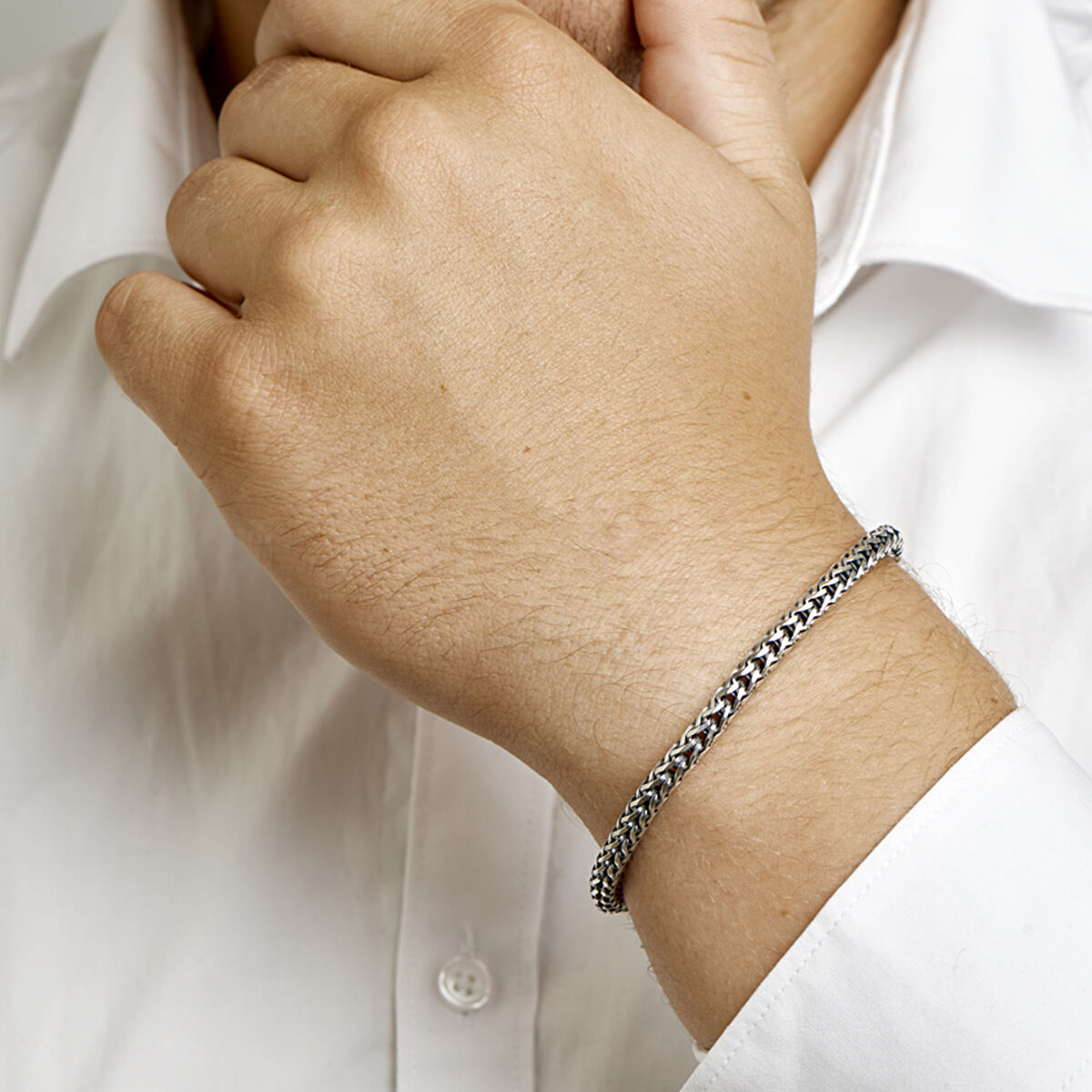 Armband Oxi Fuchsschwanz 4,5 mm Silber oxidiert