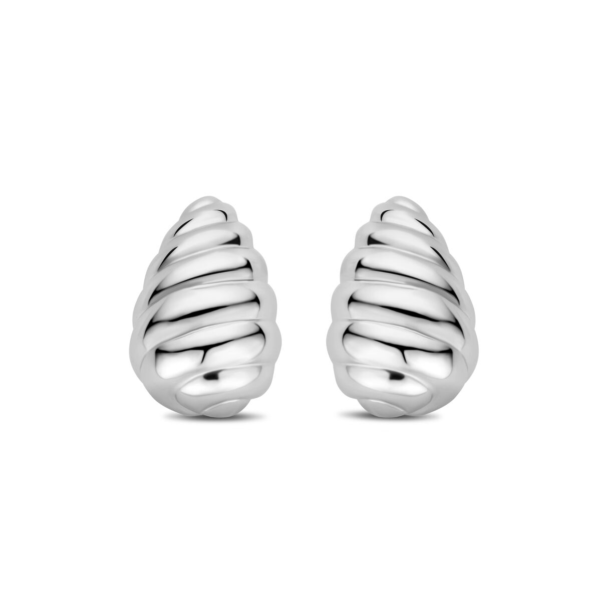 Ohrstecker in Tropfenform, gedreht, 20 mm, aus rhodiniertem Silber