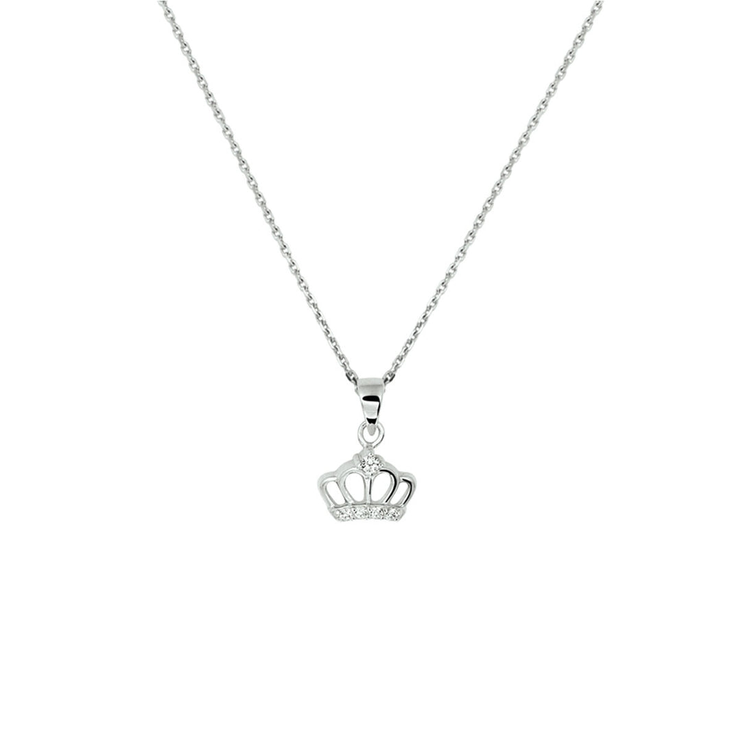 Halskette Krone Zirkonia 36 + 4 cm Silber rhodiniert