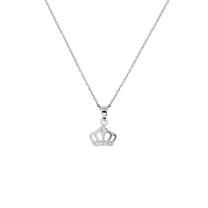 Halskette Krone Zirkonia 36 + 4 cm Silber rhodiniert