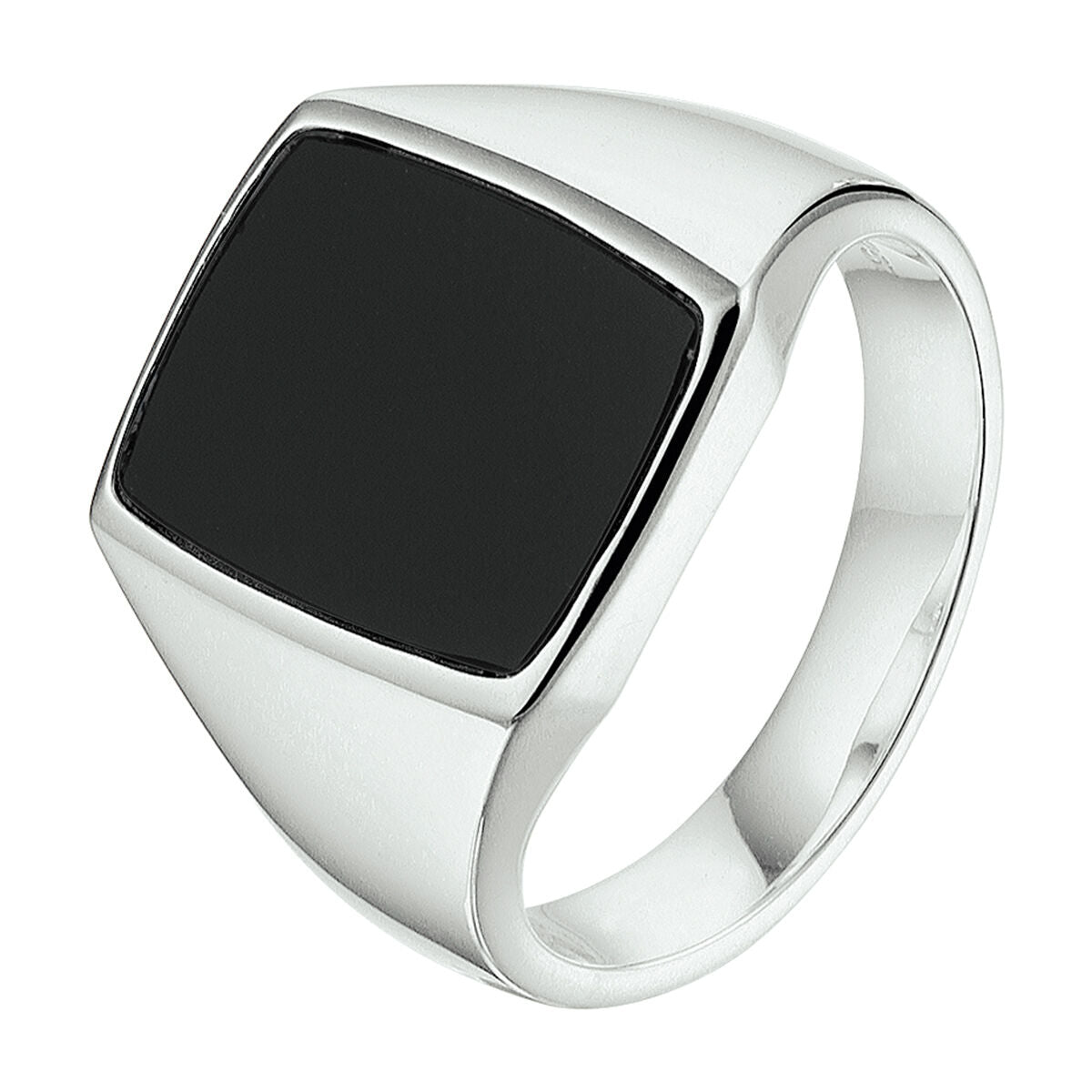 Massiver Silberring mit schwarzem Onyx und quadratischem Stein