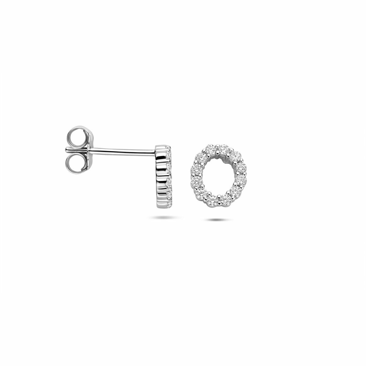 Silberne Ohrstecker mit Zirkonia – rhodiniertes 925er Silber