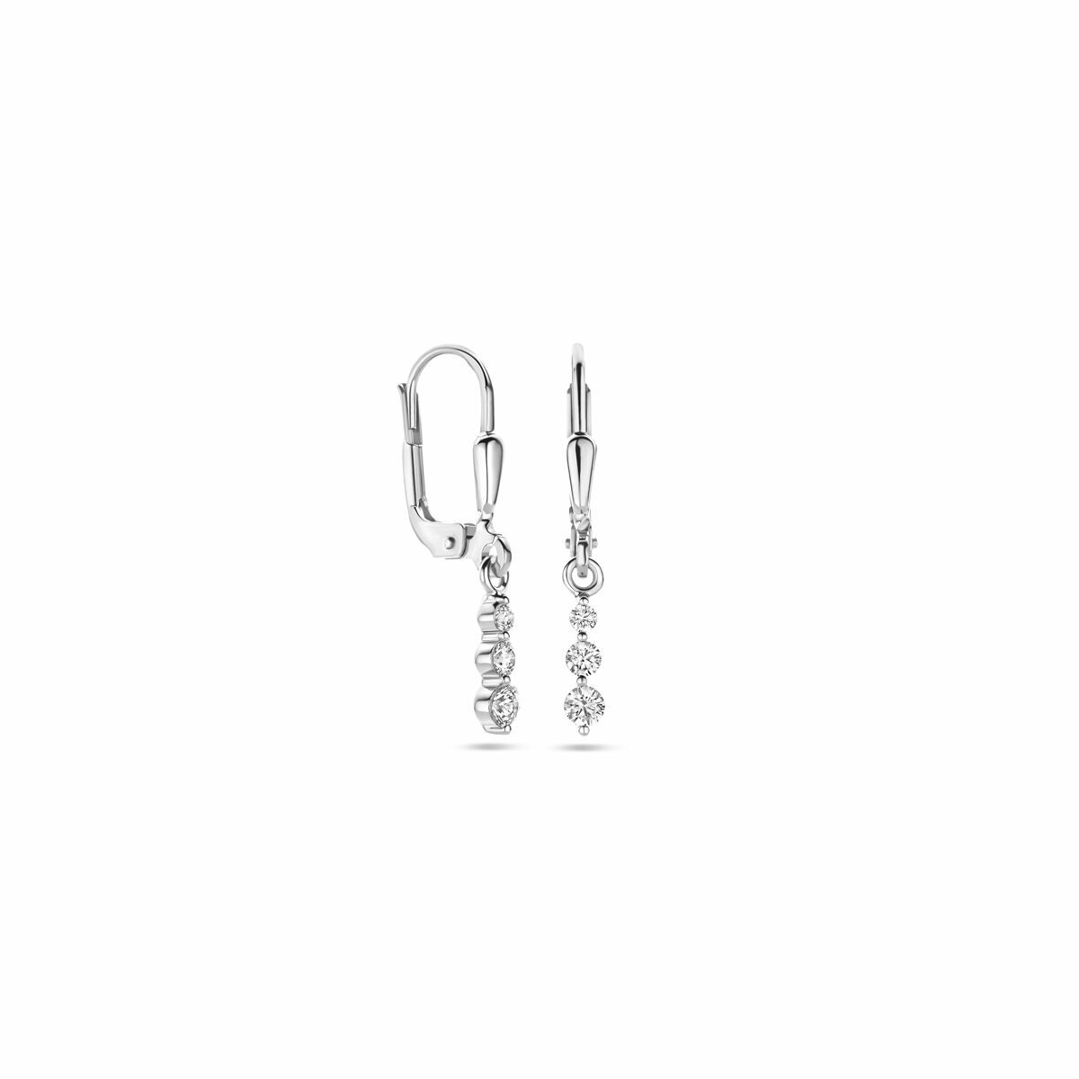 Ohrhänger Zirkonia Brisurhaken 24 mm rhodiniertes Silber