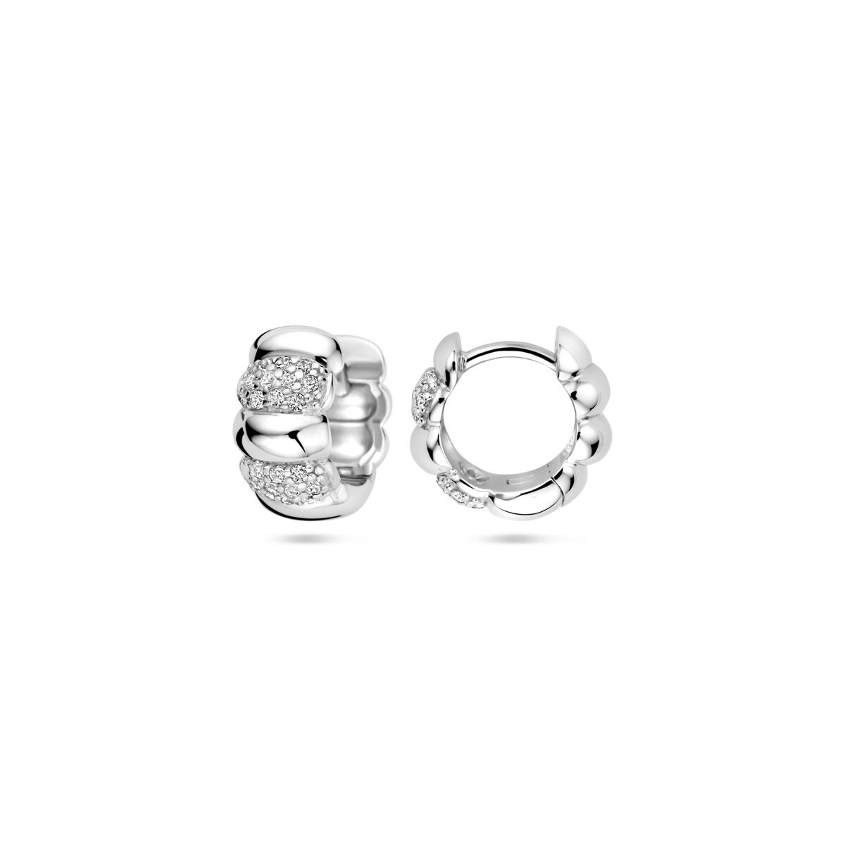 Klappohrringe Zirkonia 11 mm Silber rhodiniert
