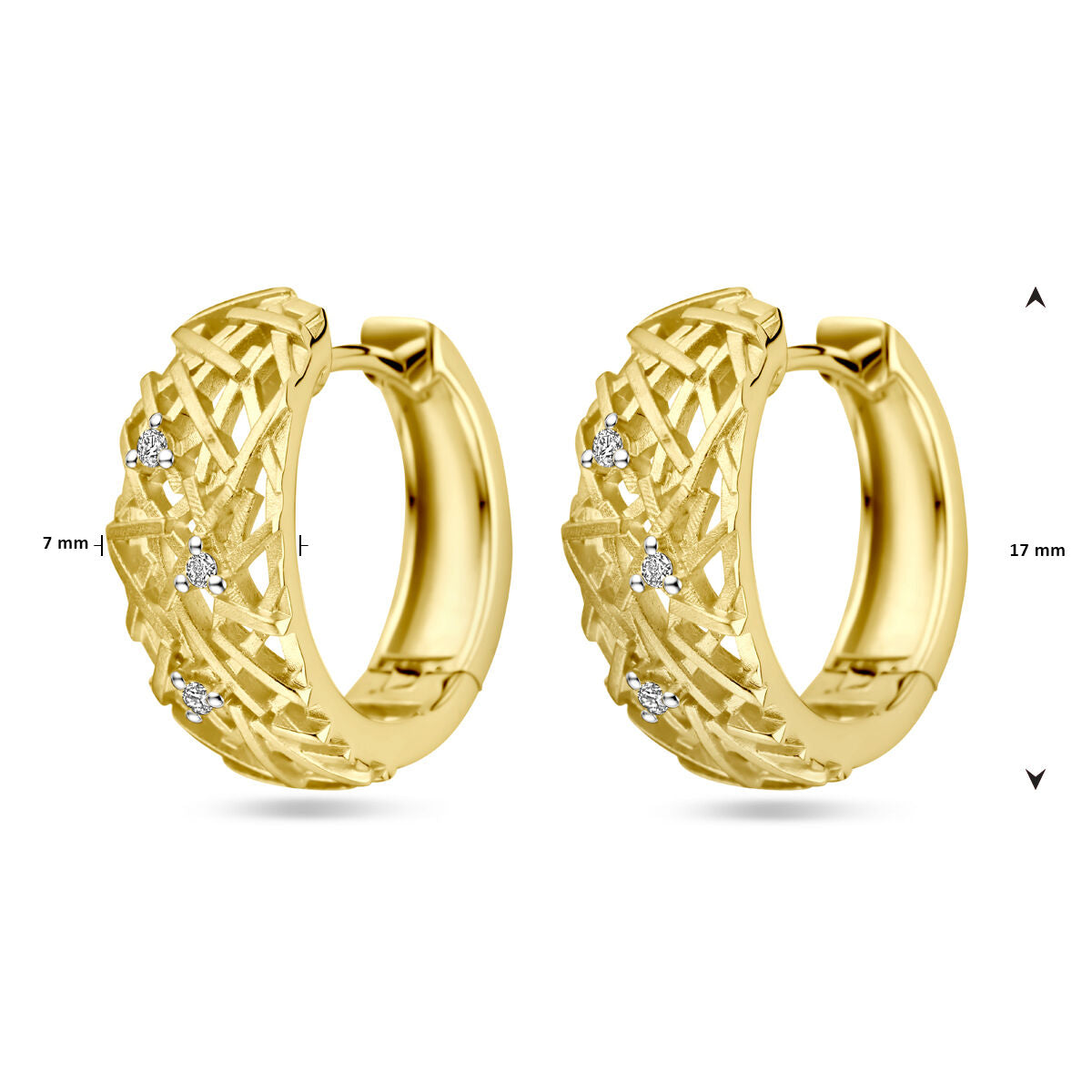 Klappcreolen Diamant 0,05ct (2x 0,025ct) H SI 14K Gelbgold