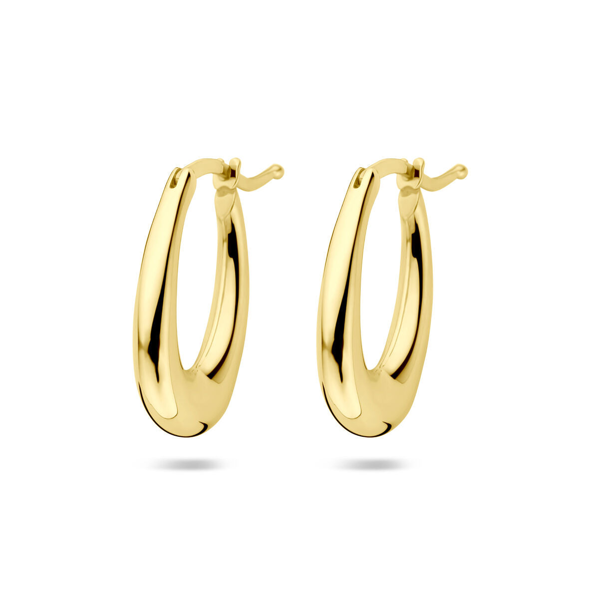 Klapp-Ohrringe aus 14K Gelbgold mit geschwungener Form und glänzender Oberfläche